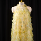 Light yellow sleeveless straight-cut long ball gown, bridal dress R8903