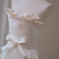 White satin tube top floral design waist slim A-line maxi bridal gown R5713