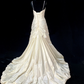 White halter-neck fitted bodycon long ball gown R8694