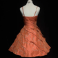 Orange halter top waist slim fit A-line princess skirt homecoming dress R4975