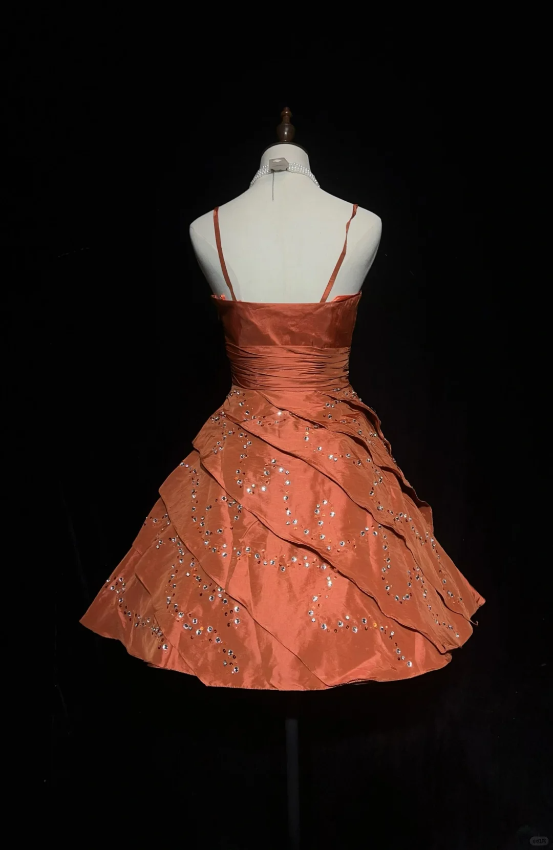 Orange halter top waist slim fit A-line princess skirt homecoming dress R4975