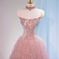 Light pink strapless fitted long ball gown, bridal dress R8993