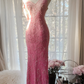 Pink gradient V-neck fitted long ball gown for young girls R7742