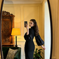 Black long-sleeved, fitted, bodycon, sexy long ball gown R8599