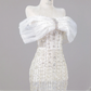 White, sparkling, off-the-shoulder, fitted, bodycon long ball gown/bridal dress R8267