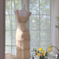 Light yellow V-neck fitted waist slim hip-hugging sexy long ball gown R7661