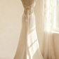 White halter-neck, fitted waist, backless, sexy long ball gown R6747