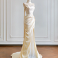 Light apricot strapless fitted waist bodycon long sexy ball gown, bridal dress R8181