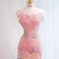 Light pink strapless fitted long ball gown, bridal dress R8963
