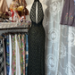 Black halter-neck sleeveless lace fitted long dress, ball gown R6307