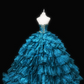 Peacock green strapless fitted waist puffy cake skirt long ball gown R8690