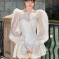 White satin elegant waist slim fit short skirt homecoming dress R4405