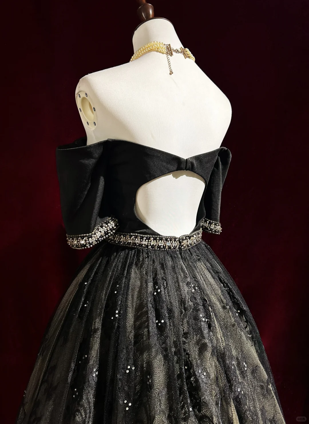 Black tube top waist slim backless design lace skirt design puffy skirt homecoming dress R4934