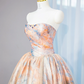 Orange tie-dye strapless fitted waist ball gown with a full skirt, long ball gown, bridal dress R9023