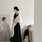 Black spaghetti strap, waist‑cinched, slim‑fit long elegant prom dress R7972