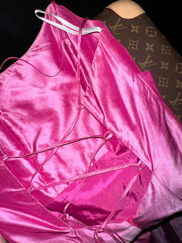 Rose pink off-shoulder halter-neck fitted long ball gown R6906