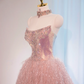 Light pink strapless fitted long ball gown, bridal dress R8993