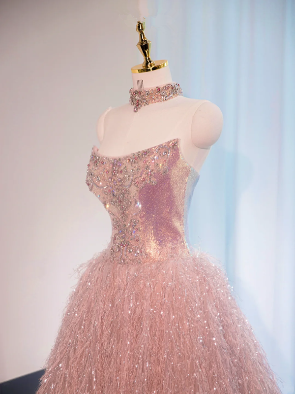 Light pink strapless fitted long ball gown, bridal dress R8993