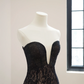 Black strapless fitted lace long ball gown R8472