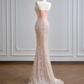 Light pink strapless, fitted waist, bodycon, sexy long ball gown R8183