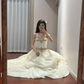 White strapless fitted long ball gown/bridal dress R8843