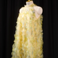 Light yellow sleeveless straight-cut long ball gown, bridal dress R8903