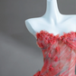 Pink floral tube top waist A-line long skirt, prom dress R5636