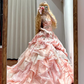 Light pink strapless fitted waist slim-fitting ball gown/bridal dress R8630