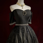 Black tube top waist slim backless design lace skirt design puffy skirt homecoming dress R4934
