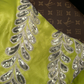 Yellow-green strapless, fitted, bodycon, mermaid-style long ball gown R6986