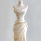 Light apricot strapless fitted waist bodycon long sexy ball gown, bridal dress R8181
