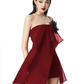 Red tube top slim waist hip skirt homecoming dress R4487