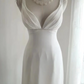 White halter-neck, fitted waist, backless, sexy long ball gown R6747