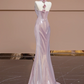Light pink halter neck, fitted waist, bodycon long sexy ball gown R8354