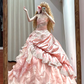 Light pink strapless fitted waist slim-fitting ball gown/bridal dress R8630