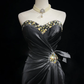 Black tube top diamond waist design sense slimming short dress homecoming dress R4894