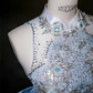 Light blue sequined sleeveless waist slim hip sexy skirt, prom dress R5672