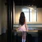 Pink suspender waist slim fit flower bud skirt short skirt homecoming dress R5094