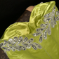 Yellow-green strapless, fitted, bodycon, mermaid-style long ball gown R6986