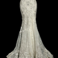 White halter-neck lace fitted bodycon long ball gown R6667