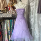 Purple strapless fitted midi dress, ball gown R6267
