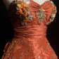 Orange halter top waist slim fit A-line princess skirt homecoming dress R4975