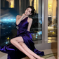 Purple One-Shoulder Waist-Cinched Fitted High-Slit Floor-Length Sexy Prom Dress R7106