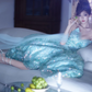 Light blue strapless, fitted waist, backless, sexy, long ball gown with a flared skirt R7066
