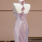 Light pink halter neck, fitted waist, bodycon long sexy ball gown R8354