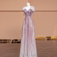 Light purple fitted long ball gown R8412