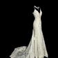 White halter-neck lace fitted bodycon long ball gown R6667