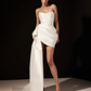 White satin tube top waist slim hip sexy design short skirt homecoming dress R4366
