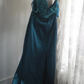 Dark green sequined halter-neck fitted long ball gown R6786