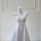 White halter chest butterfly design waist slim A-line short skirt homecoming dress R5056